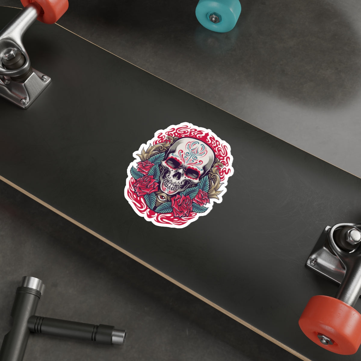 Vibrant Skull Die-Cut Stickers | Gothic Decor, Art Gifts, Laptop Stickers, Festivals, Unique Accessories