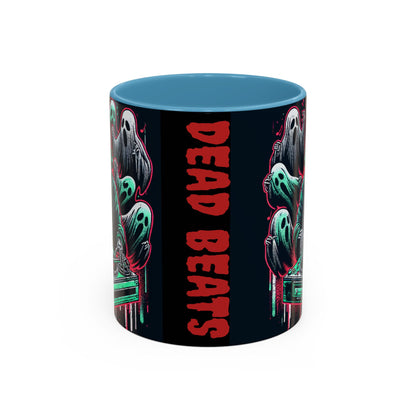Gothic Coffee Mug, Spooky Mug, Halloween Gift, Ghost-Themed Drinkware, DJ Skull Mug, Music Lover’s Mug