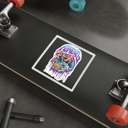 Vibrant Skull Mushroom Die-Cut Stickers | Psychedelic Art, Laptop Decor, Gift for Artists, Festival Essentials, Cool Stickers