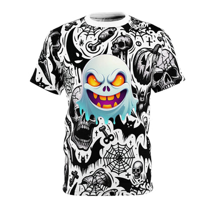 Spooky Graphic Tee, Unisex Halloween Shirt, Ghostly Design T-Shirt, Edgy Casual Wear, Unique Gift for Horror Fans