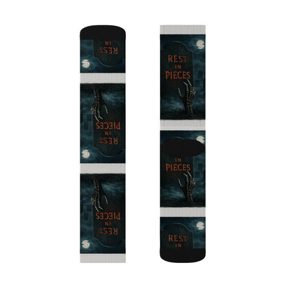 Gothic Themed Sublimation Socks, Perfect Gift for Halloween, Cosplay Accessories, Comfortable Footwear, Unique Fashion, Rest in Pieces
