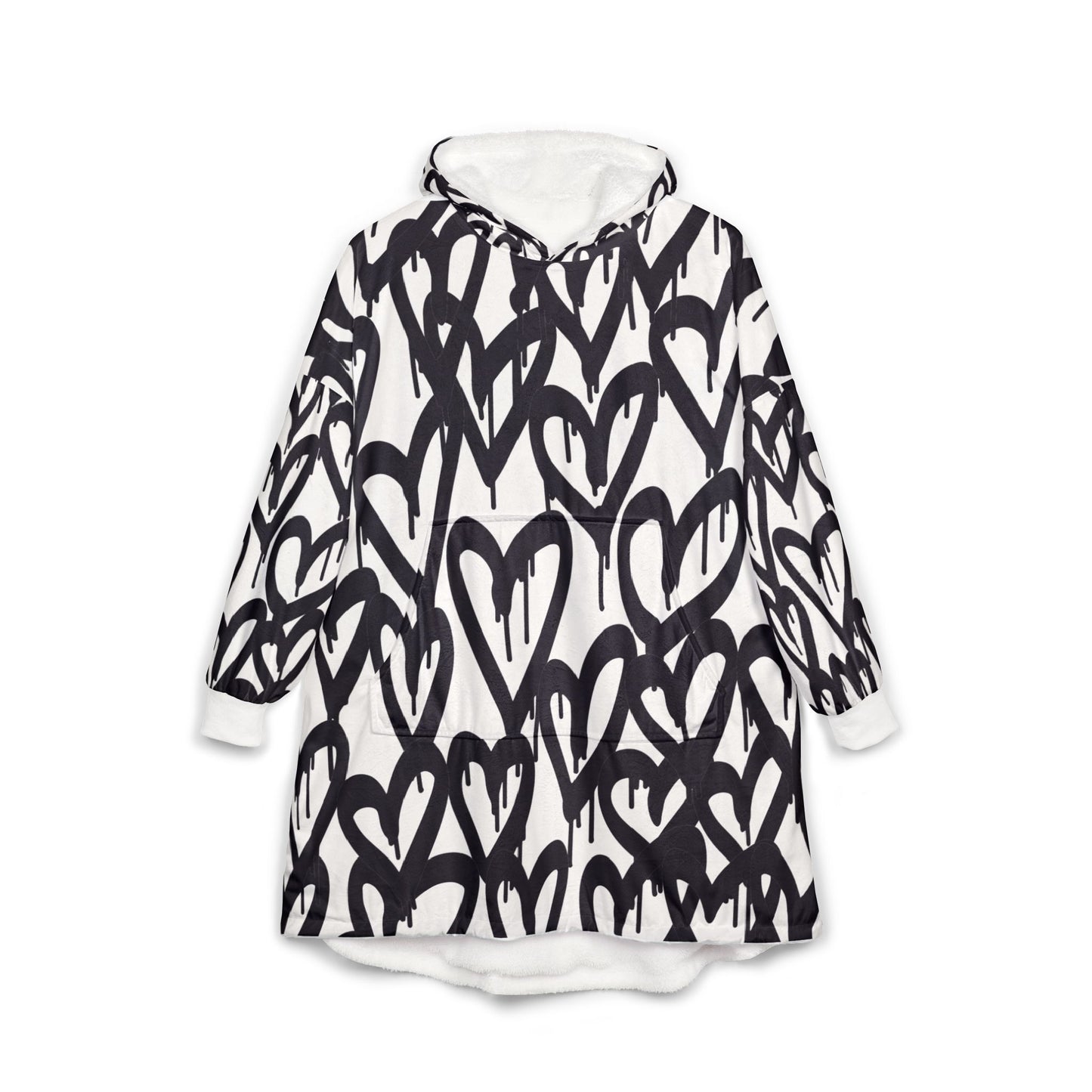 Cozy Hooded Blanket with Heart Design