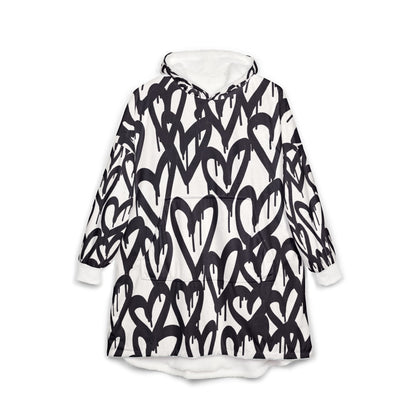 Cozy Hooded Blanket with Heart Design