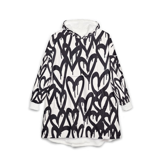 Cozy Hooded Blanket with Heart Design
