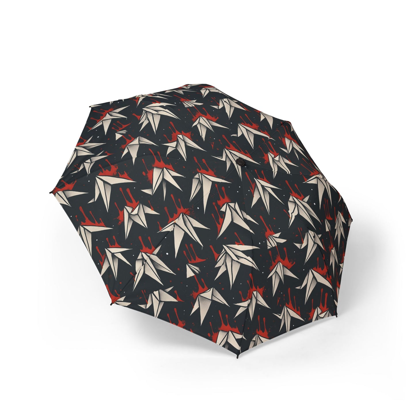 Stylish Semi-Automatic Umbrella with Crane Print | Travel, Rainy Days, Outdoor Events, Gifts, Fashion Accessories