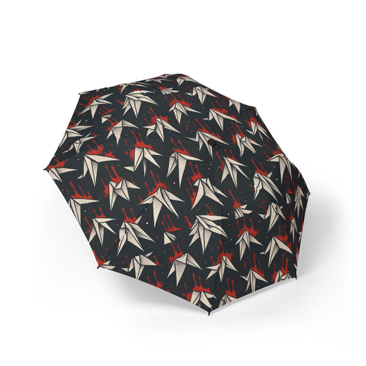 Stylish Semi-Automatic Umbrella with Crane Print | Travel, Rainy Days, Outdoor Events, Gifts, Fashion Accessories