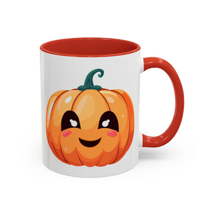 Cute Pumpkin Accent Coffee Mug for Fall, Halloween Decor, Gift for Coffee Lovers, Autumn Kitchenware, Seasonal Drinkware