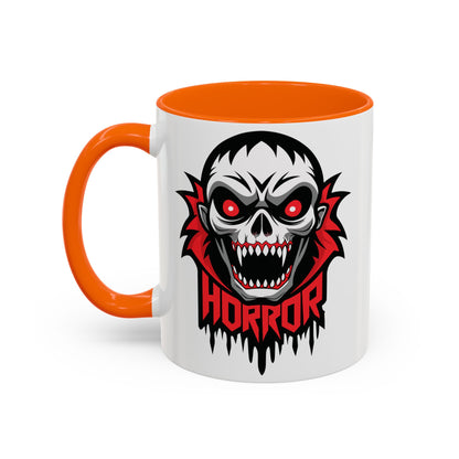 Horror-Themed Coffee Mug, Unique Gift for Halloween Lovers, Scary Decor, Black Accented Mug, Gothic Drinkware, Spooky Kitchenware