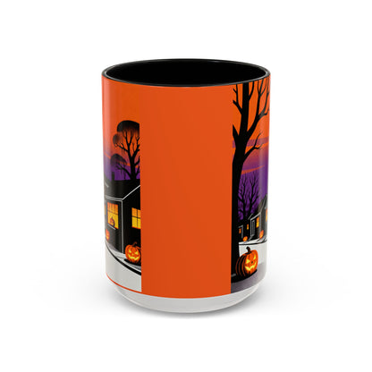 Halloween-Themed Accent Coffee Mug, Spooky Autumn Decor, Pumpkin Coffee Cup, Fall Gift, October Celebration