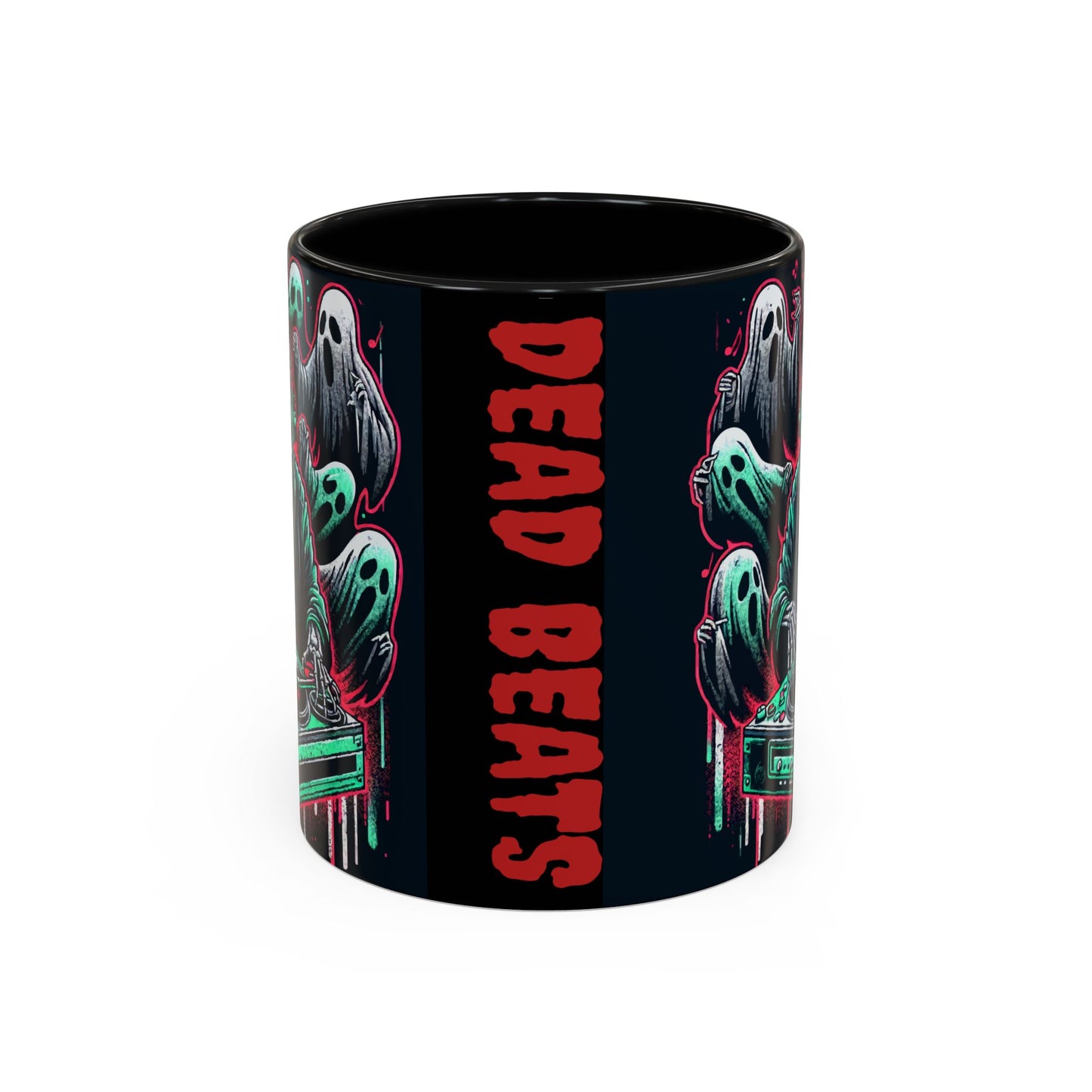 Gothic Coffee Mug, Spooky Mug, Halloween Gift, Ghost-Themed Drinkware, DJ Skull Mug, Music Lover’s Mug