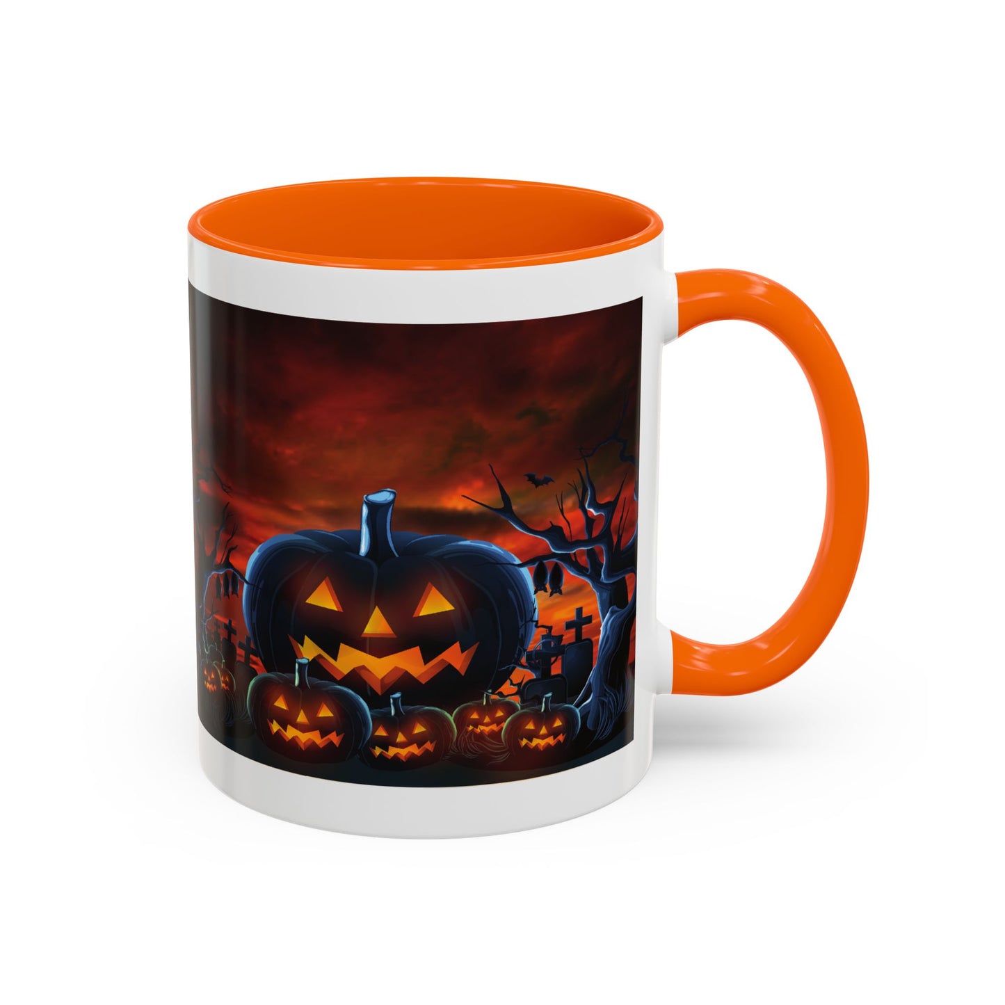 Halloween Pumpkin Accent Mug, Spooky Coffee Cup, Fall Decor, Trick or Treat Gift, Dark Themed Drinkware, Halloween 2023,