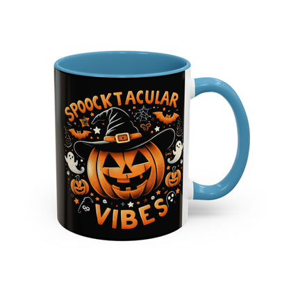 Halloween Accent Coffee Mug - Spooktacular Vibes, Fall Home Decor, Pumpkin Lovers Gift, Trick or Treat Mug, Spooky Season Drinkware