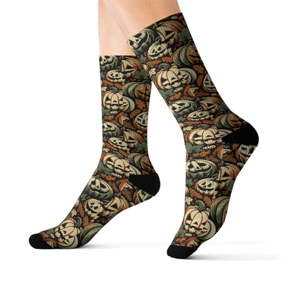 Halloween Pumpkin Sublimation Socks - Cozy Festive Footwear for Fall, Party Favor, Halloween Costume, Unique Gift Idea