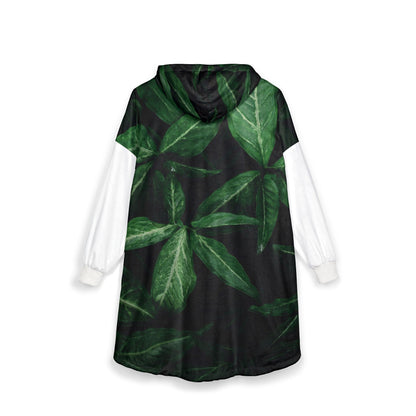 Cozy Leaf Print Hooded Blanket