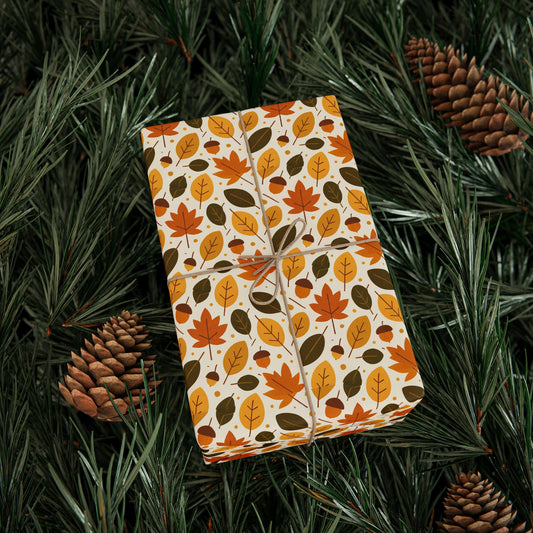 Autumn-Themed Wrapping Paper, Fall Leaves Gift Wrap, Seasonal Gift Wrapping, Eco-Friendly Wrap, Thanksgiving Party Supplies