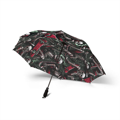 Gothic Skeleton Umbrella, Unique Foldable Umbrella, Horror Theme Gift, Halloween Accessory, Unisex Rain Gear, Skulls & Bones Design