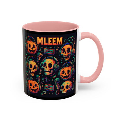 Halloween Skull Coffee Mug, Spooky Decor, Gift for Music Lovers, Pumpkin Head Mug, Halloween Party Favor