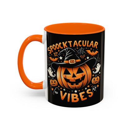 Halloween Accent Coffee Mug - Spooktacular Vibes, Fall Home Decor, Pumpkin Lovers Gift, Trick or Treat Mug, Spooky Season Drinkware