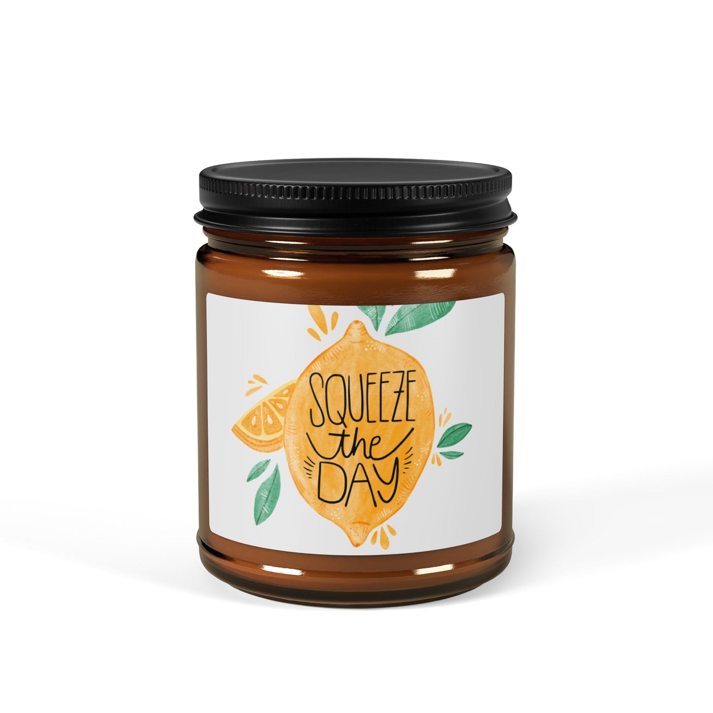 Bright and Cheerful Scented Soy Candle - Aromatherapy, Multi-Size, Amber Jar