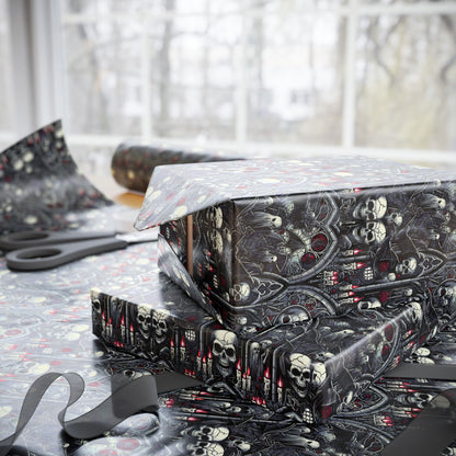 Gothic Skull Wrapping Paper - Unique Gift Wrap for Halloween, Birthdays, Parties, Celebrations, Occasions