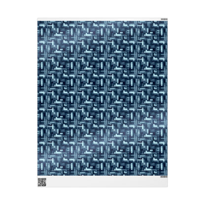 Modern Geometric Wrapping Paper Roll, Blue Abstract Gift Wrap, Stylish Packaging for All Occasions, Birthday, Holiday, Wedding, Celebration