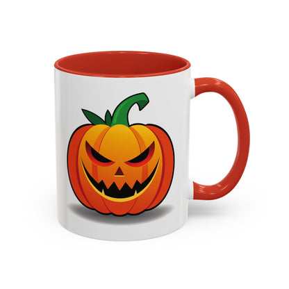 Halloween Pumpkin Accent Mug | Spooky Coffee Cup | Fall Decor | Pumpkin Art | Gift for Halloween Lovers, 11oz, 15oz