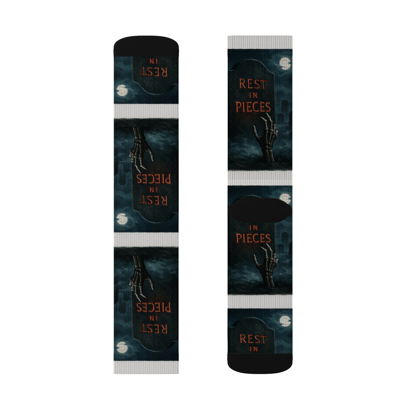 Gothic Themed Sublimation Socks, Perfect Gift for Halloween, Cosplay Accessories, Comfortable Footwear, Unique Fashion, Rest in Pieces