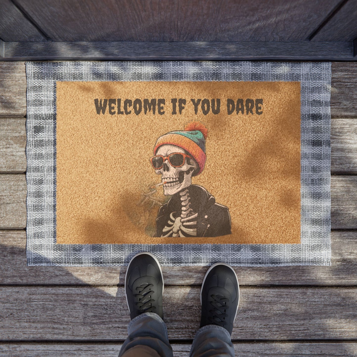 Skull Welcome Doormat, Halloween Door Mat, Spooky Home Decor, Quirky Entryway Rug, Funny Housewarming Gift