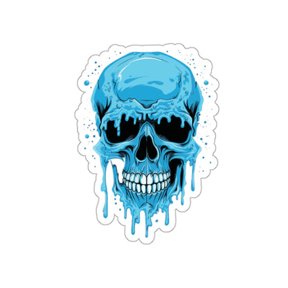 Cool Blue Skull Die-Cut Stickers, Edgy Stickers for Laptop, Car Decals, Halloween Party Decor, Gift for Teens