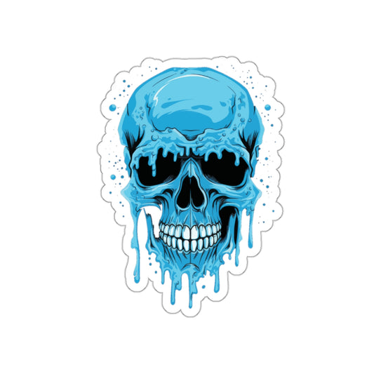 Cool Blue Skull Die-Cut Stickers, Edgy Stickers for Laptop, Car Decals, Halloween Party Decor, Gift for Teens