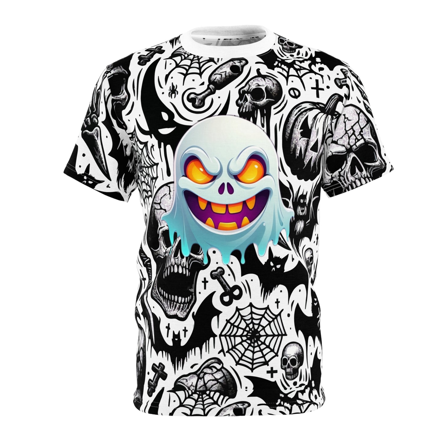 Spooky Graphic Tee, Unisex Halloween Shirt, Ghostly Design T-Shirt, Edgy Casual Wear, Unique Gift for Horror Fans