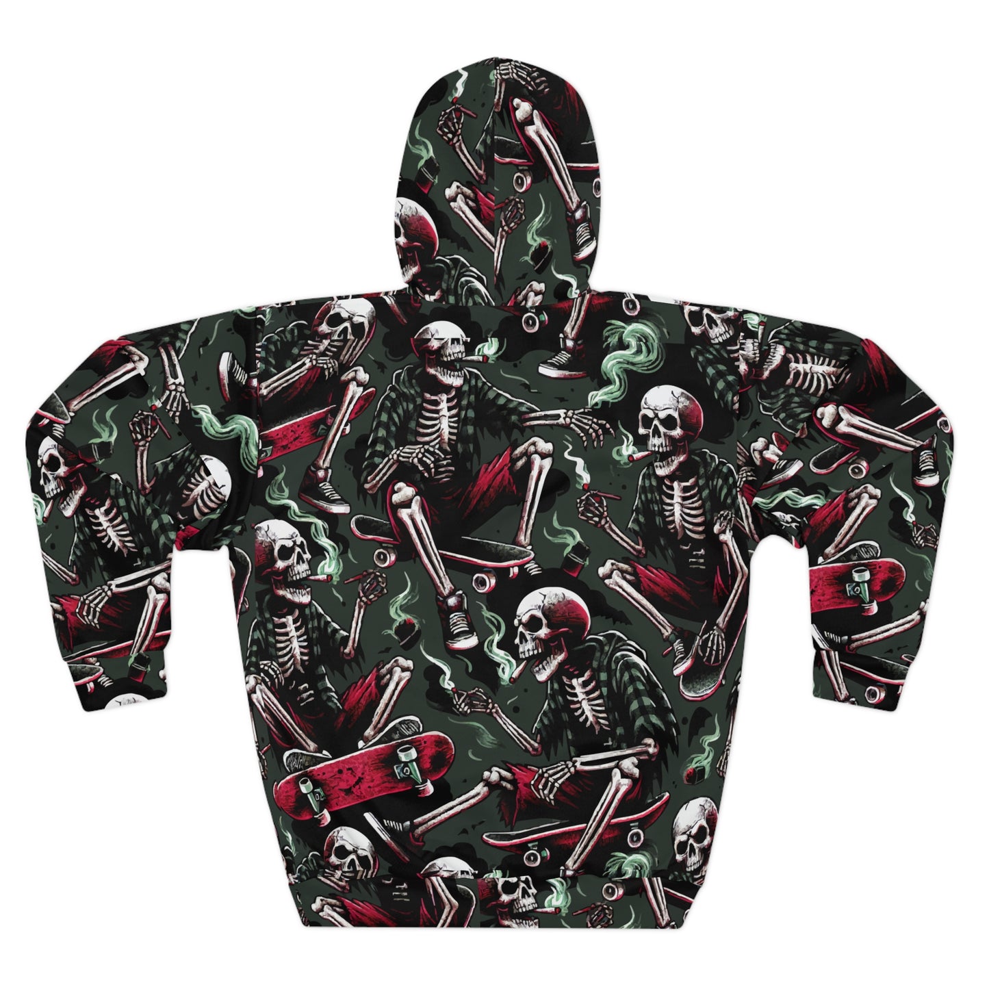 Skeleton Skateboarding Unisex Hoodie, Halloween Fashion, Skull Pullover, Streetwear Style, Cozy Hoodie for Skaters