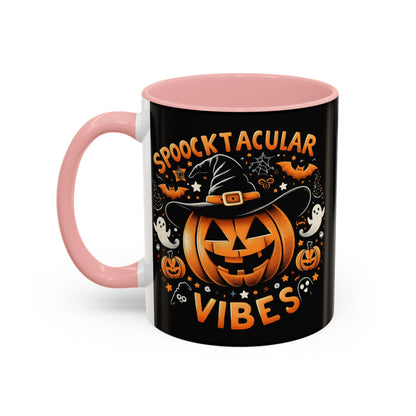 Halloween Accent Coffee Mug - Spooktacular Vibes, Fall Home Decor, Pumpkin Lovers Gift, Trick or Treat Mug, Spooky Season Drinkware