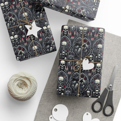 Gothic Skull Wrapping Paper - Unique Gift Wrap for Halloween, Birthdays, Parties, Celebrations, Occasions