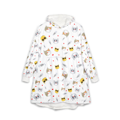 Cozy Unisex Hooded Blanket with Whimsical Animal Print