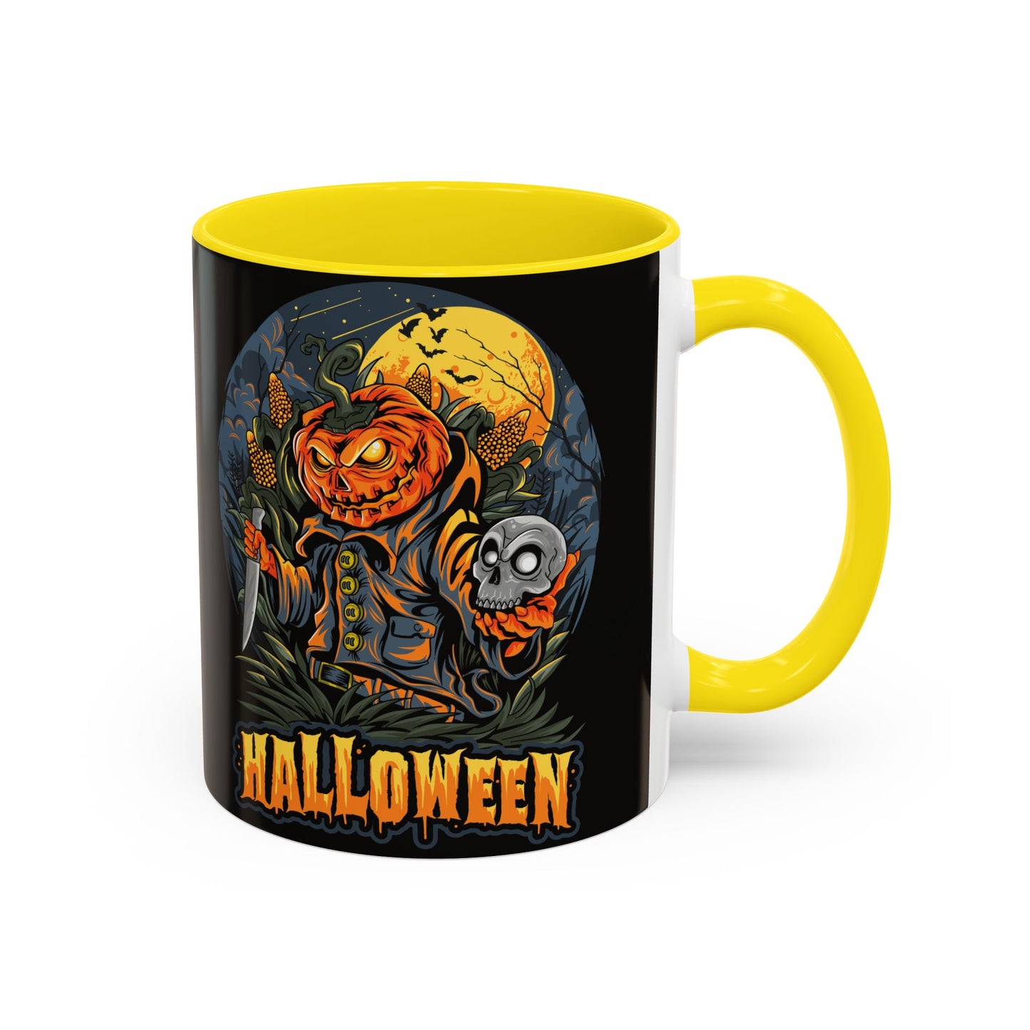 Halloween Pumpkin Coffee Mug, Spooky Mug, Fall Decor, Gift for Halloween Lovers, Black Mug, 11oz or 15oz