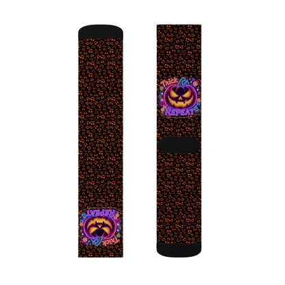 Halloween Themed Sublimation Socks, Custom Graphic Socks, Fun Holiday Gift, Trick or Treat Socks, Cozy Autumn Accessories