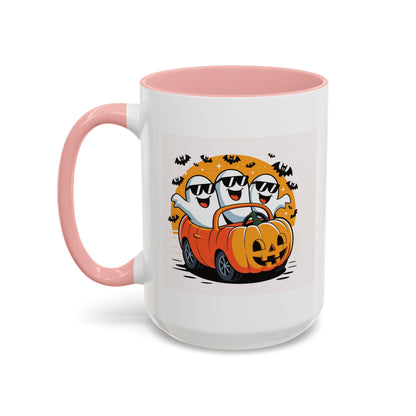 Halloween Ghost Car Coffee Mug, Spooky Mug for Fall, Pumpkin Spice Coffee Cup, Halloween Theme Drinkware, Funny Ghost Mug