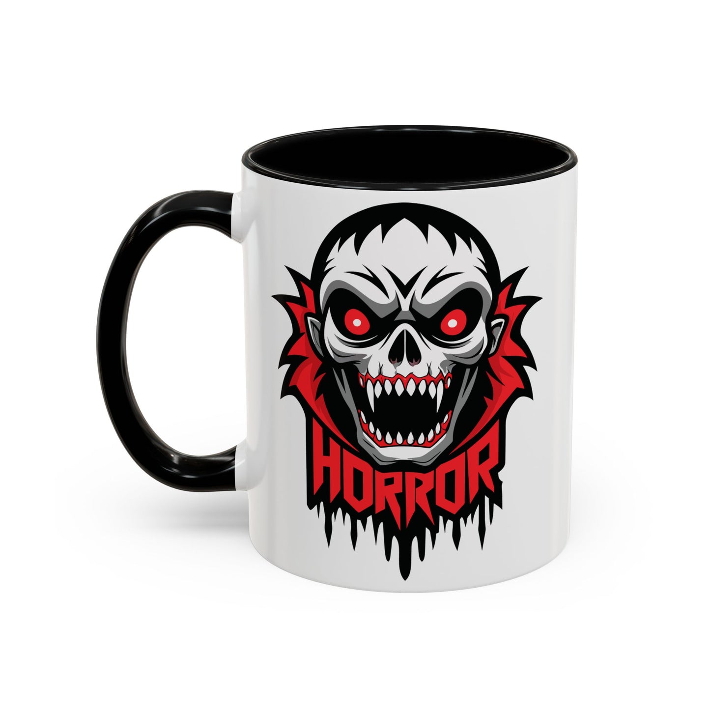 Horror-Themed Coffee Mug, Unique Gift for Halloween Lovers, Scary Decor, Black Accented Mug, Gothic Drinkware, Spooky Kitchenware