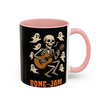 Spooky Skeleton Coffee Mug, Halloween Decor, Bone-Jam Ghost Mug, Gift for Music Lovers, Unique Drinkware