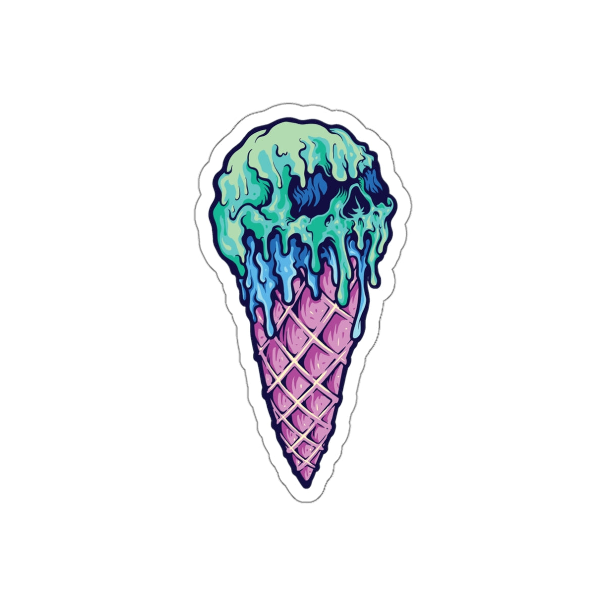 Skull Ice Cream Die-Cut Stickers, Unique Laptop Stickers, Fun Wall Decals, Cool Gift for Teens, Halloween Decor, Edgy Accessories