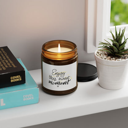 Warm & Inviting Scented Soy Candle – Enjoy This Sweet Moment