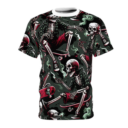 Skate Crew Unisex Tee, Edgy Skeleton Shirt, Cool Graphic T-Shirt, Streetwear Fashion, Gift for Skaters, Halloween Apparel