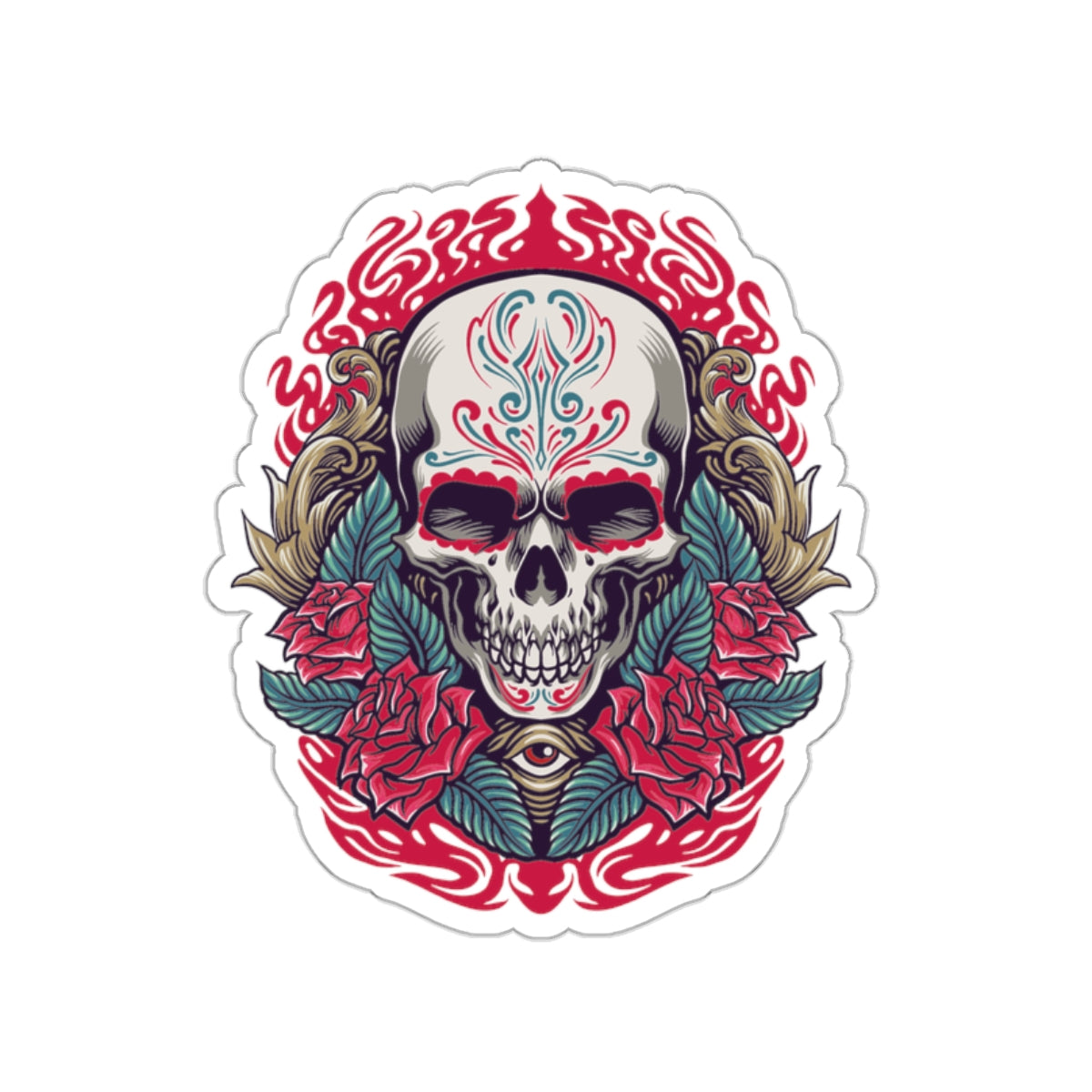Vibrant Skull Die-Cut Stickers | Gothic Decor, Art Gifts, Laptop Stickers, Festivals, Unique Accessories