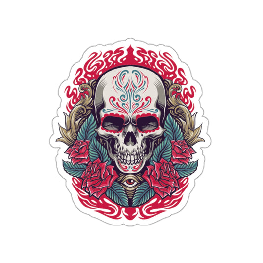 Vibrant Skull Die-Cut Stickers | Gothic Decor, Art Gifts, Laptop Stickers, Festivals, Unique Accessories