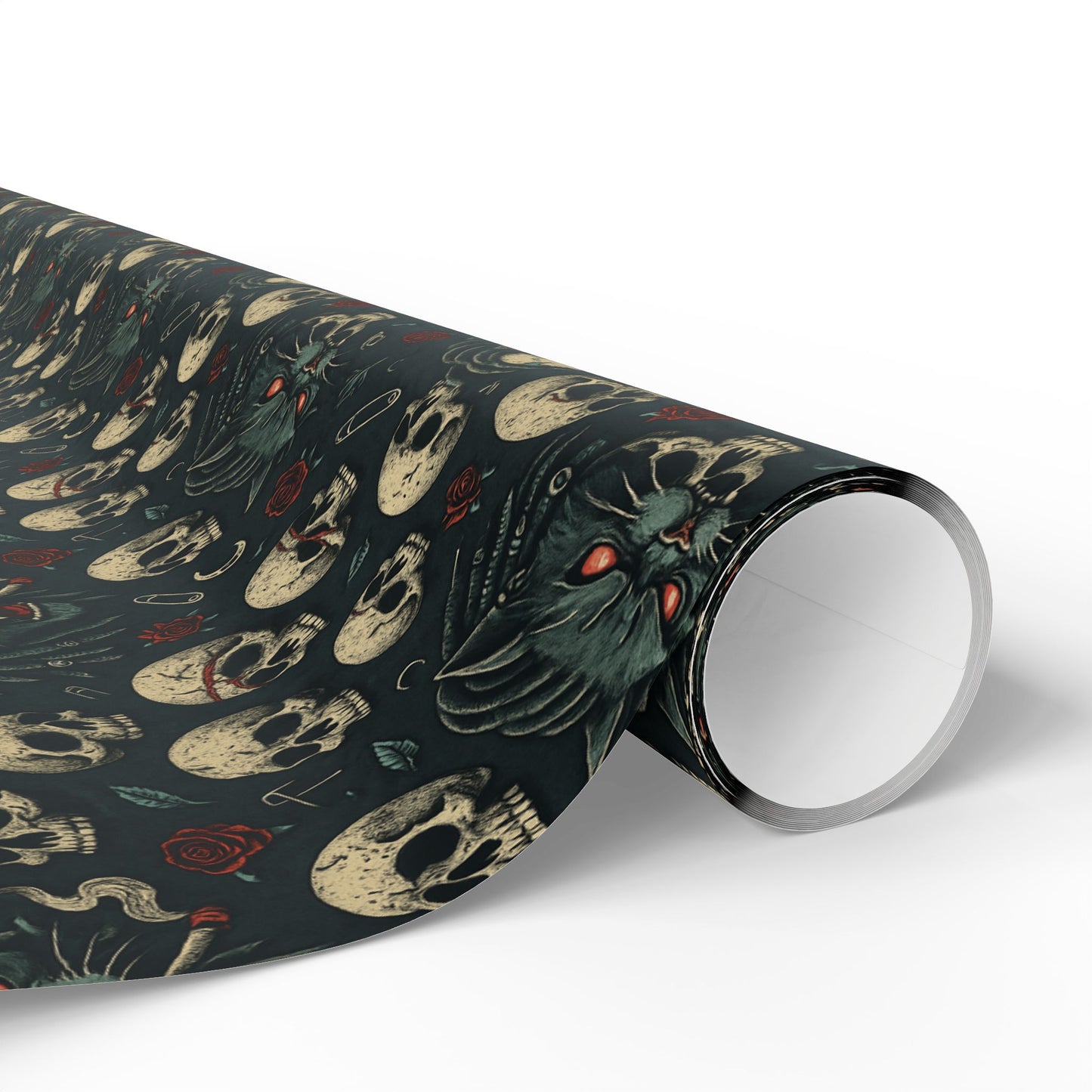Dark Gothic Skulls Wrapping Paper, Spooky Gift Wrap for Halloween, Party Decor, Unique Present Packaging, Alternative Gift Wrap