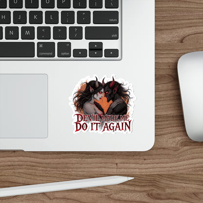 Devil Made Me Do It Again Stickers, die-cut stickers, laptop stickers, gothic decor, creative gifts, Halloween accessories