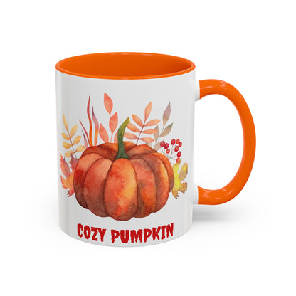 Cozy Pumpkin Accent Coffee Mug | Fall Decor, Gift for Autumn Lovers, Thanksgiving Mug, Pumpkin Spice Latte Cup, Holiday Drinkware