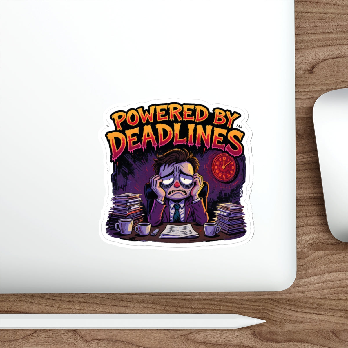 Humorous Die-Cut Stickers for Office Decor, Great for Students, Gift for Colleagues, Powered by Deadlines, Laptop Stickers, Fun Desk [...]