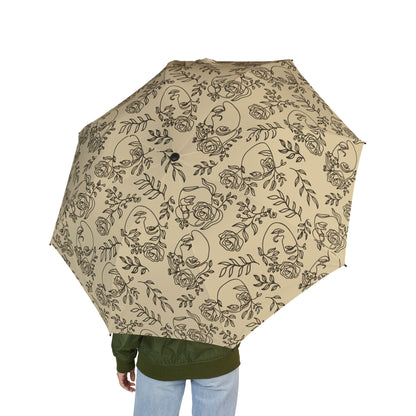 Floral Design Semi-Automatic Foldable Umbrella, Stylish Rain Gear, Travel Umbrella, Gift for Her, Unique Weather Accessory